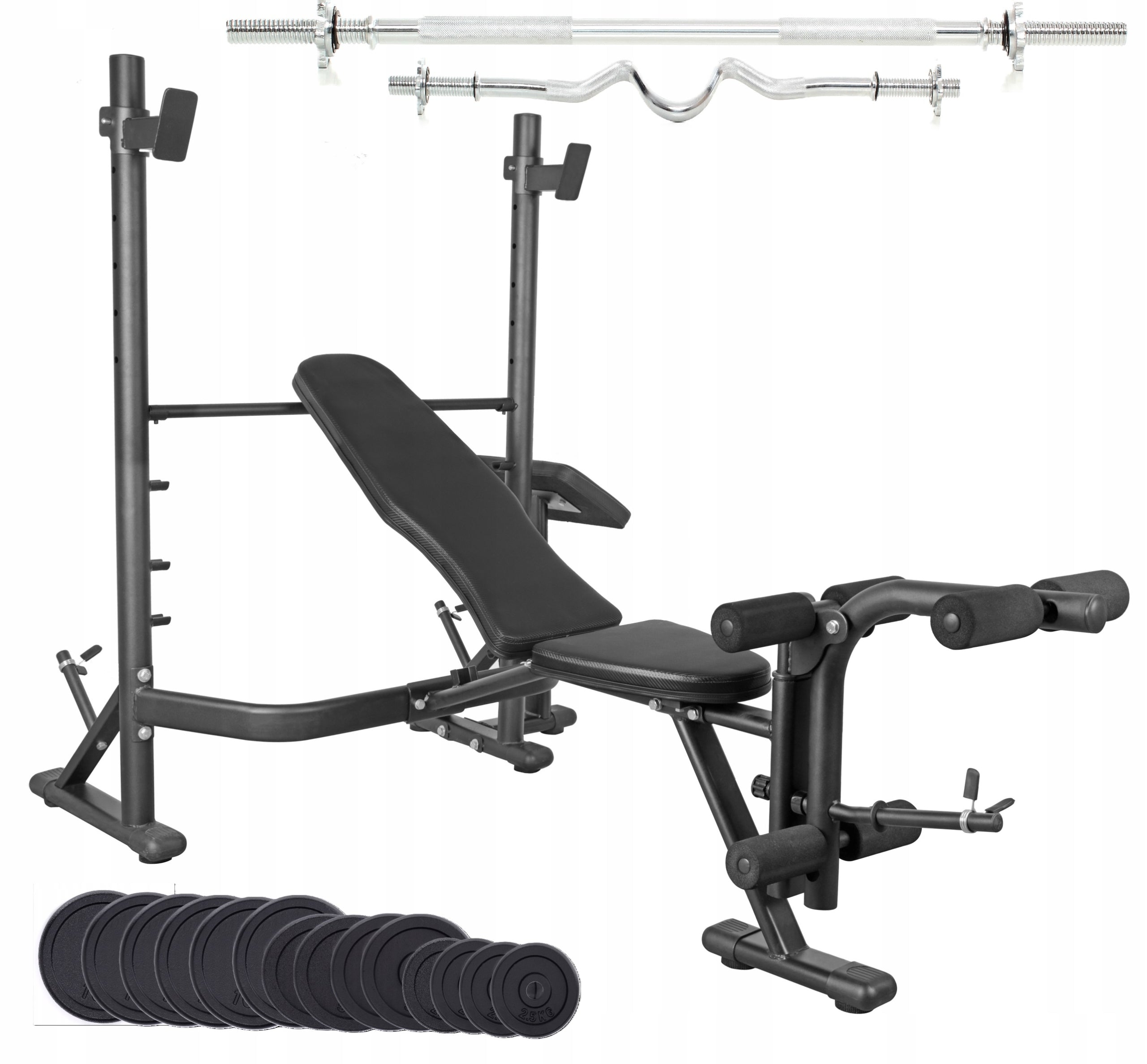 Cast Iron Load Set 105kg Weight Bench Adjustable Barbell