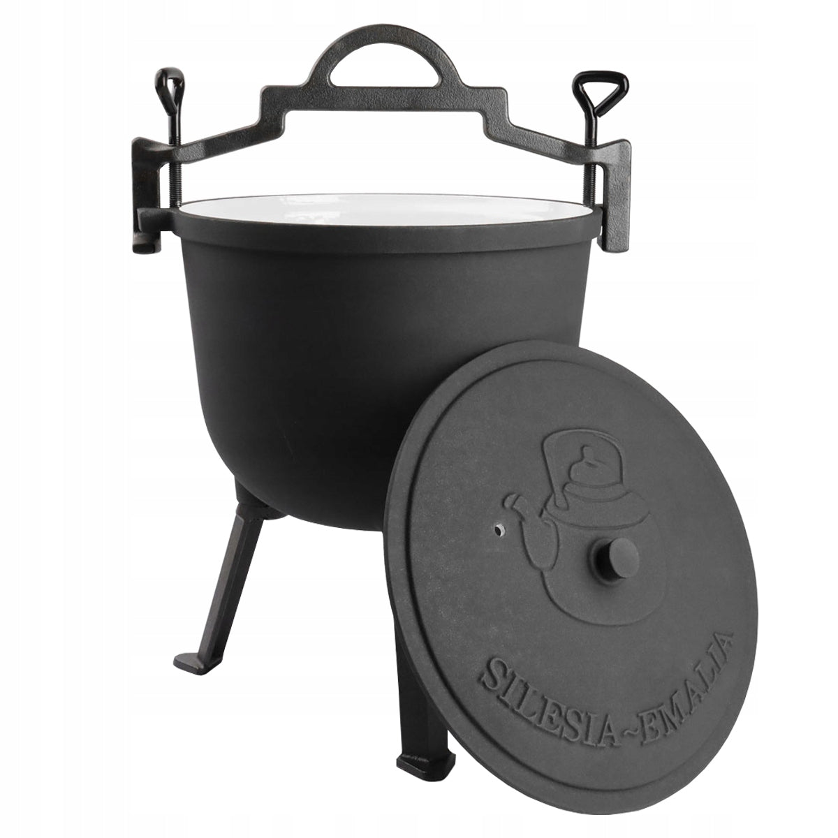Cast iron boiler 8L Hungarian enamelled hunting pot inside SILESIA Capacity 8 l