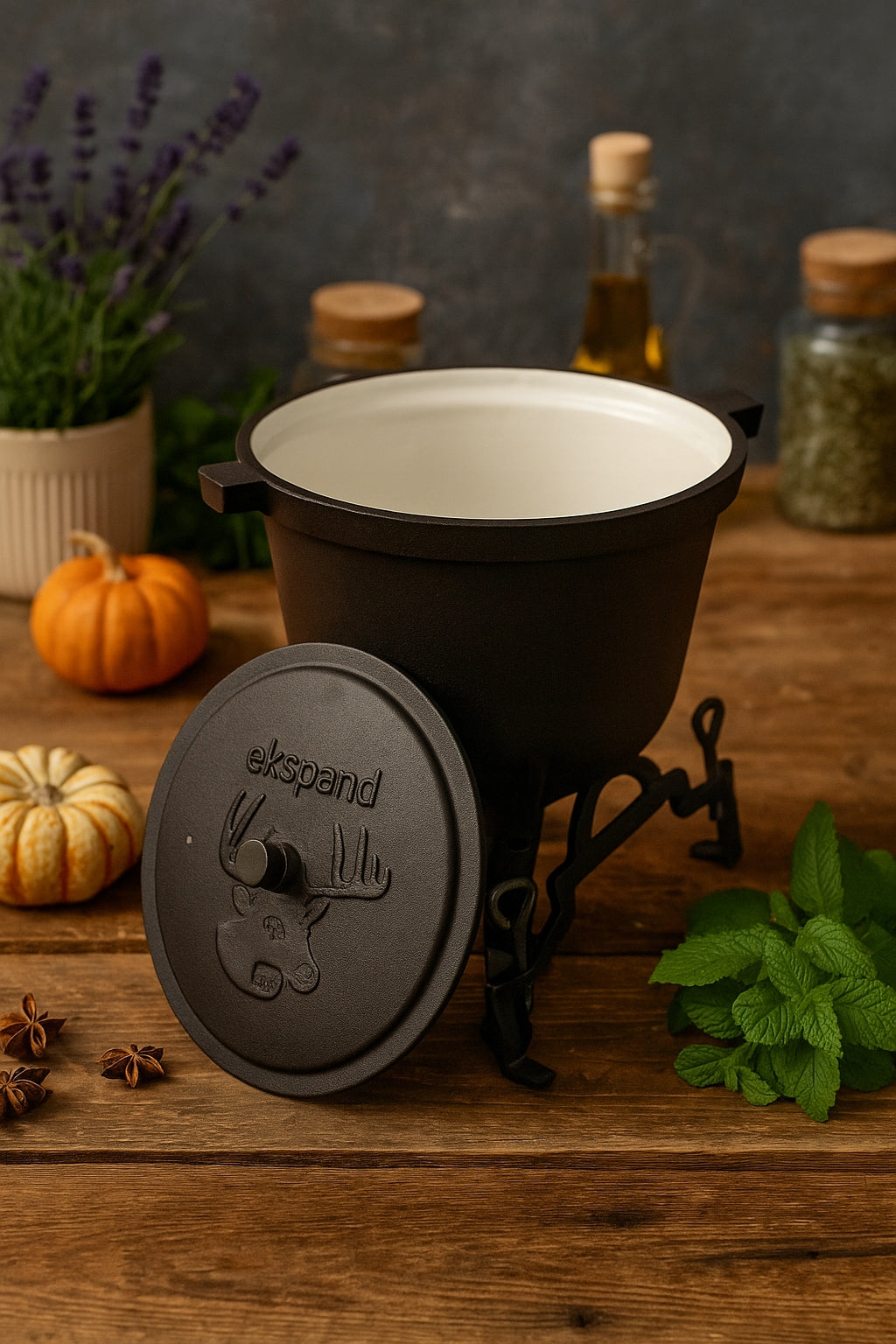 Cast iron boiler 8l ENAMELLED HUNTING pot roast for bonfire grill Additional information enamel coating