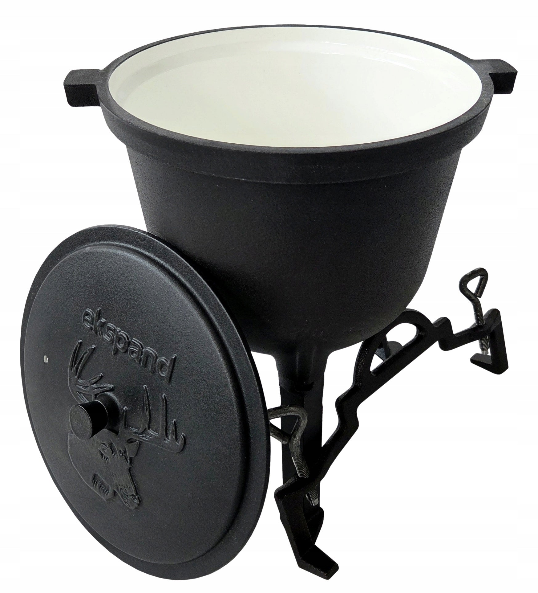 Cast iron boiler 8l ENAMELLED HUNTING pot roast for bonfire grill Manufacturer code KE-01 emaliowany 8L