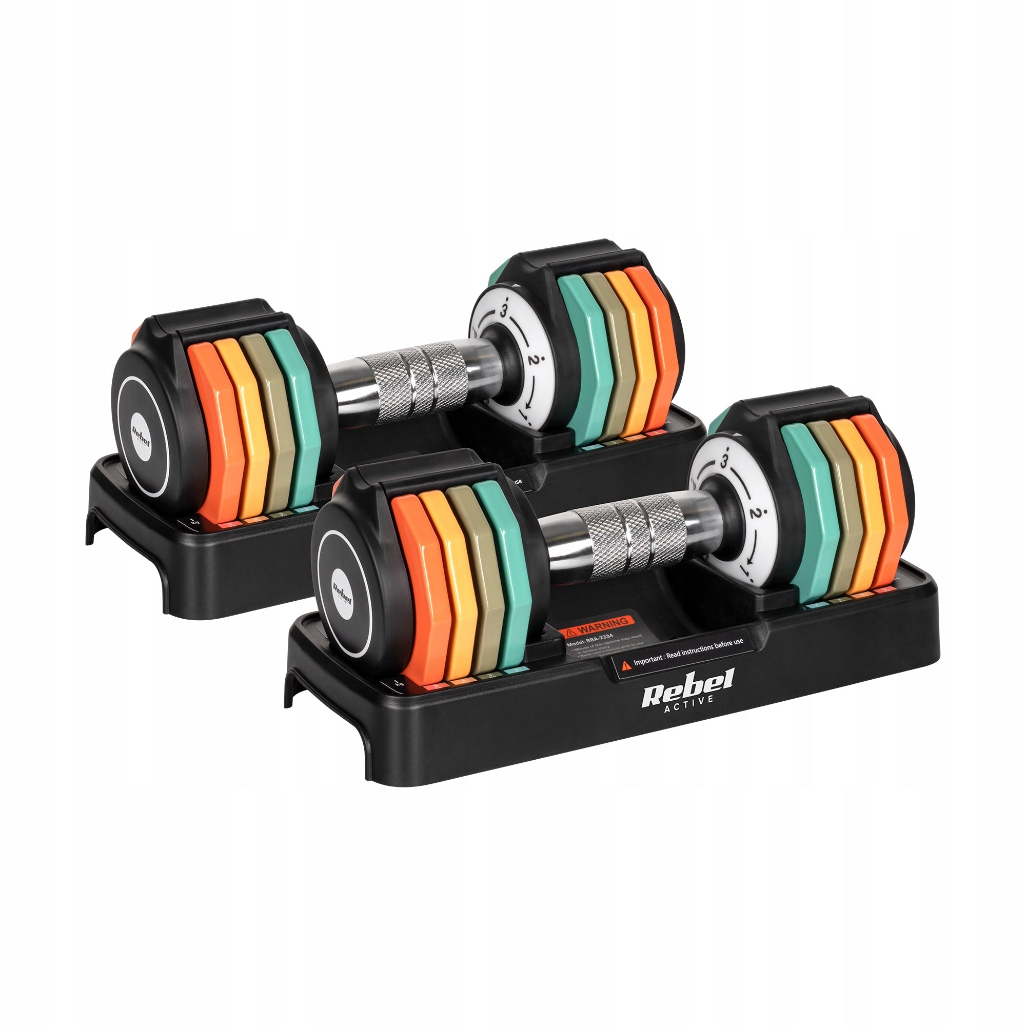 Cast iron dumbbells adjustable set 2x5kg automatic stroke every 1kg Rebel Packaging status original