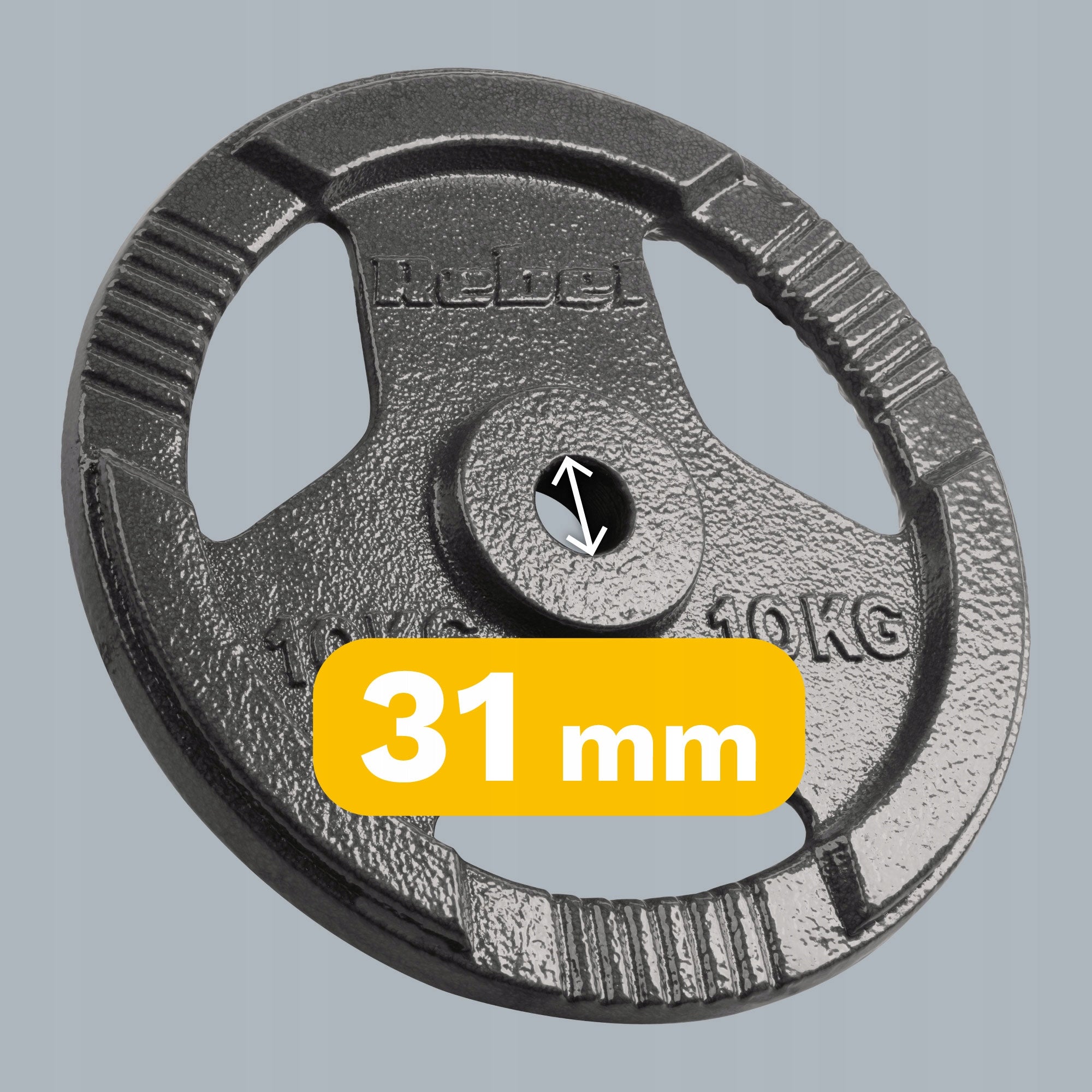 Cast iron load set 2x10kg 20kg hole 31mm plate with handles Rebel Kind cast iron