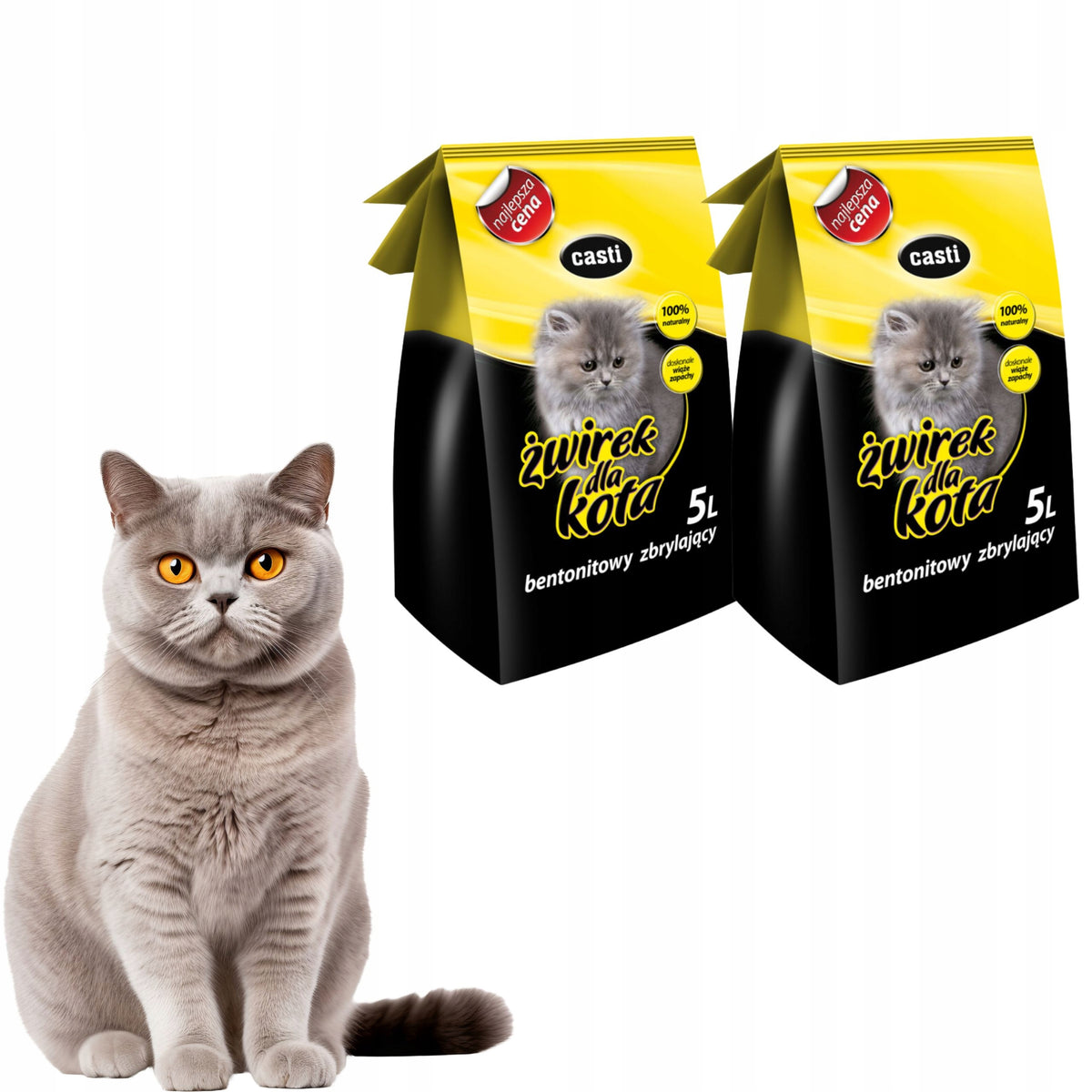 Casti Cat Litter Bentonite Clumping Unscented For Cuvette 10L Packaging status original