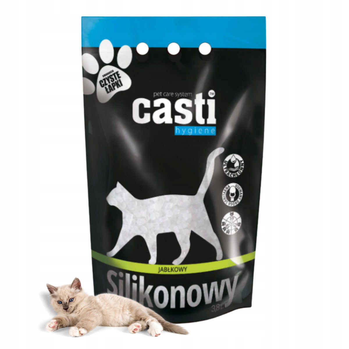 Casti Cat Silicone Litter Clean Paws Apple Scent 3,8l Premium Packaging status original