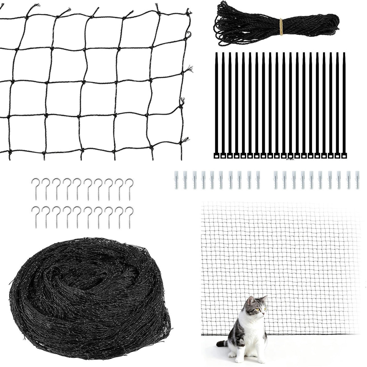 Cat Balcony Mesh Set 8x3m Eyelets 3x3cm Nylon Material Simple