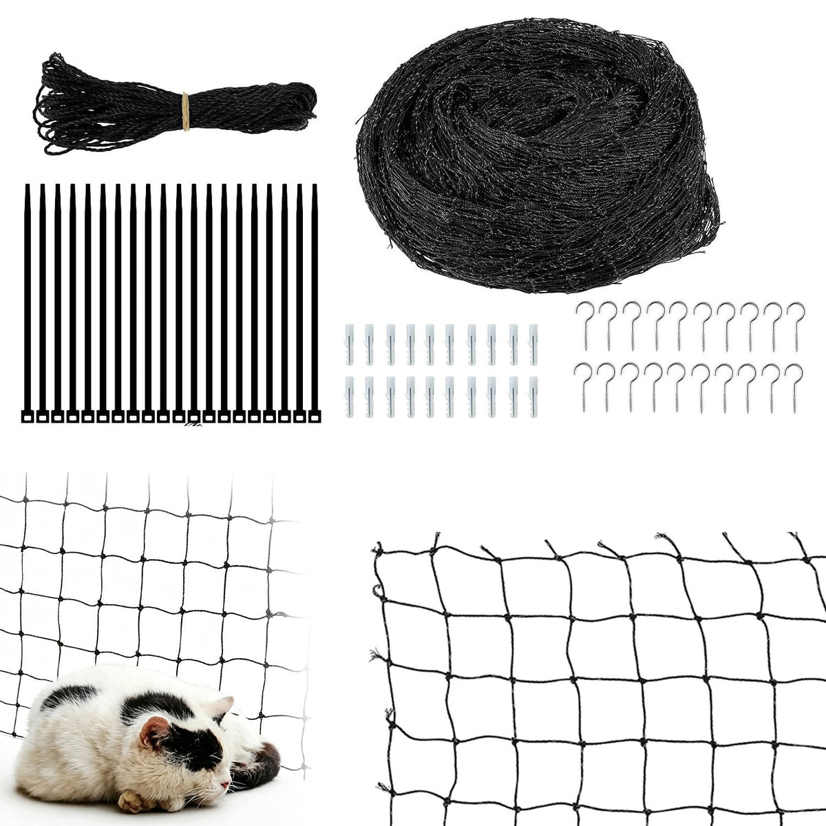 Cat Balcony Mesh Set 8x3m Nylon Eyelets Protective Safe
