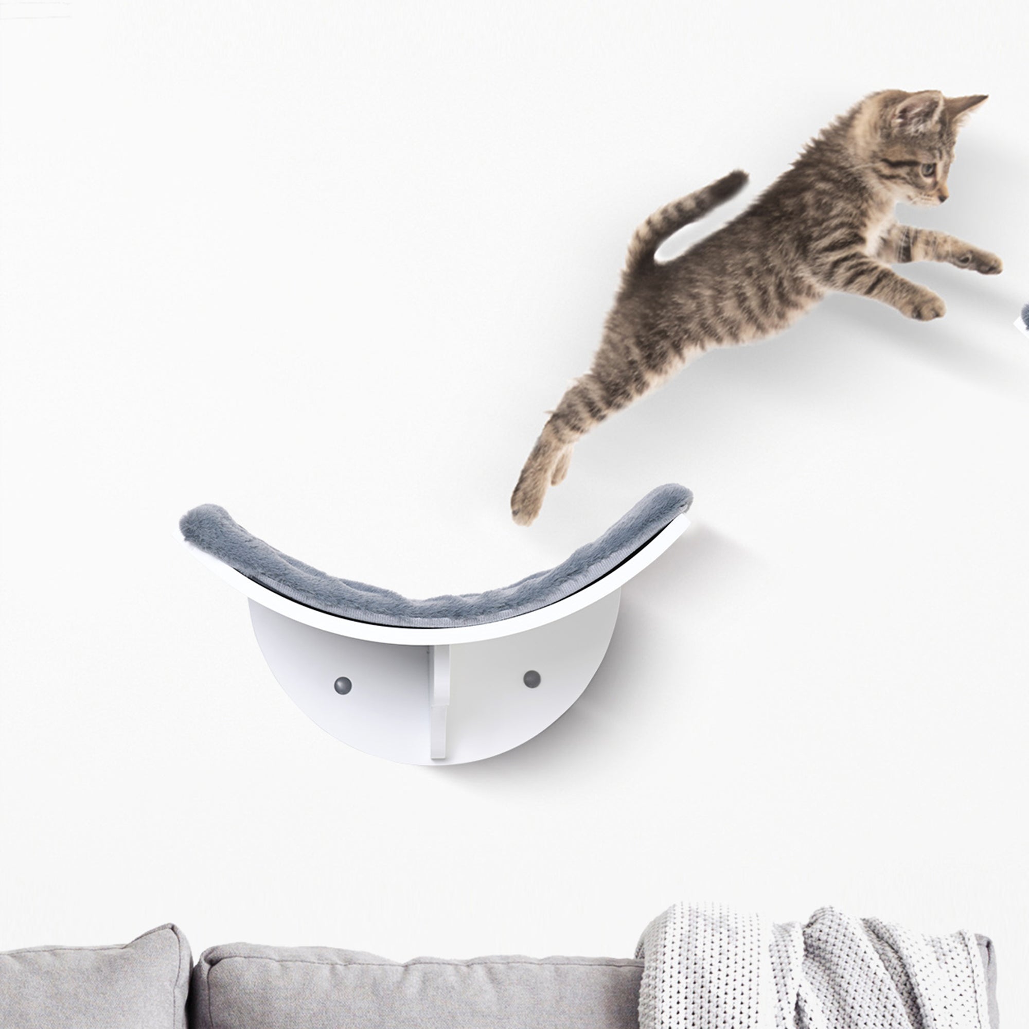 Cat Bed 41L x 28W x 21H cm Cat Wall Couch Grey Brand PawHut