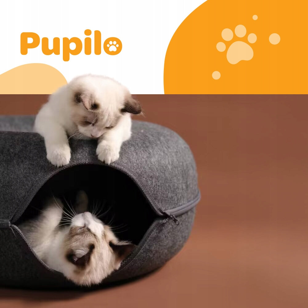 Cat Bed Two-Piece Round Donut Tunnel Booth Cottage 50 x 50 cm Brand Ecarla