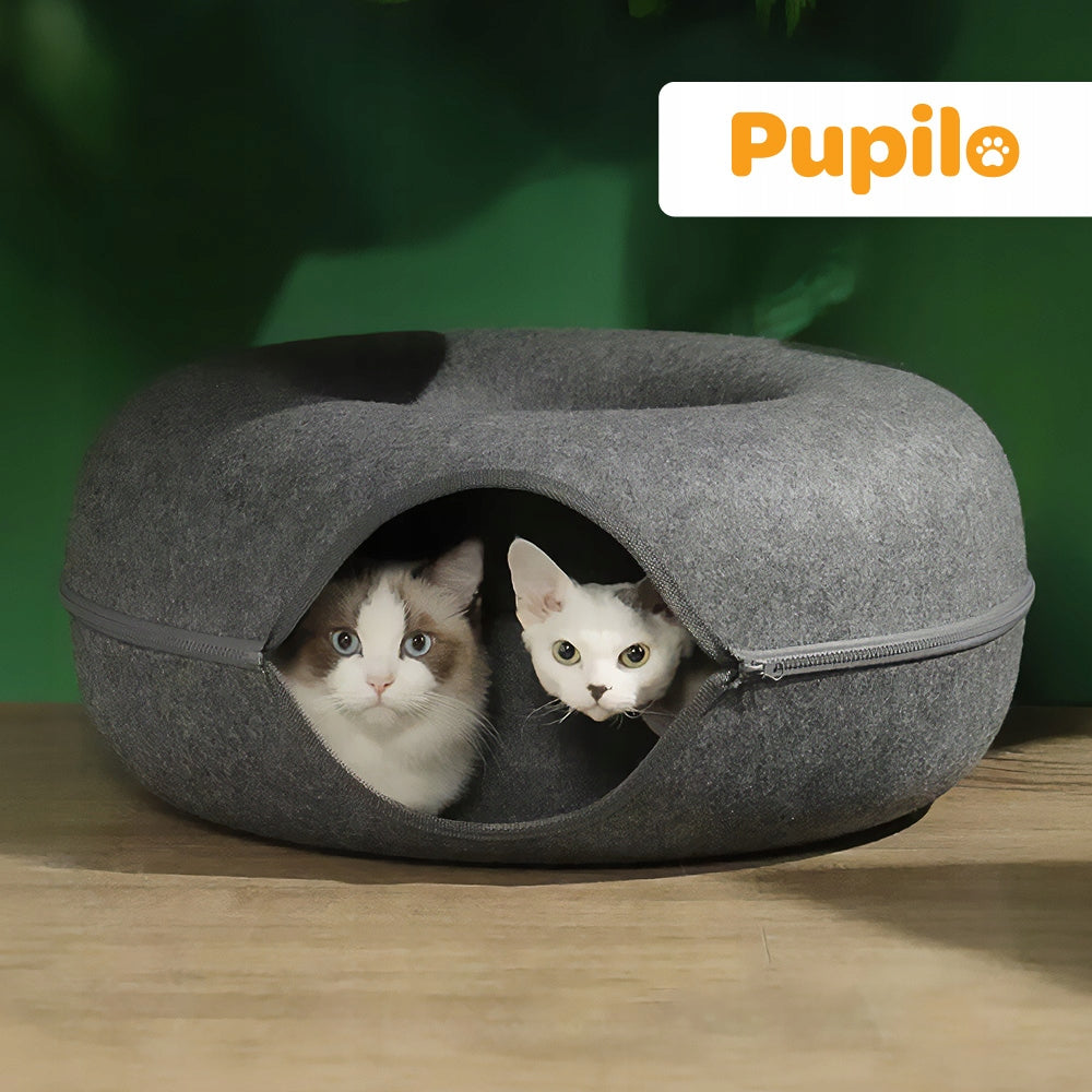 Cat Bed Two-Piece Round Donut Tunnel Booth Cottage 50 x 50 cm Length 50 cm