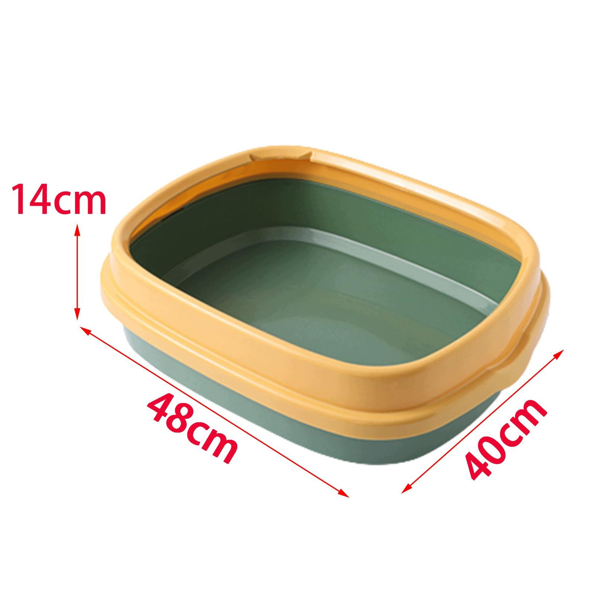 Cat Bedpan Semi Enclosed Cat Litter Box for Kitten Sand Box Yellow Green Packaging status original