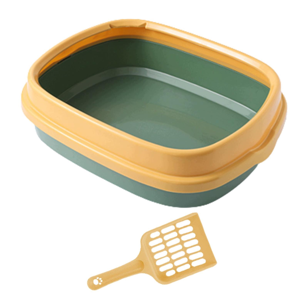 Cat Bedpan Semi Enclosed Cat Litter Box for Kitten Sand Box Yellow Green
