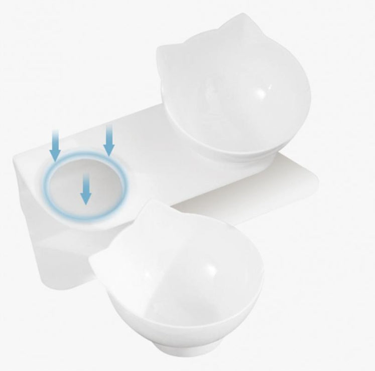 Cat Bowl Double Food Rack White Packaging status original