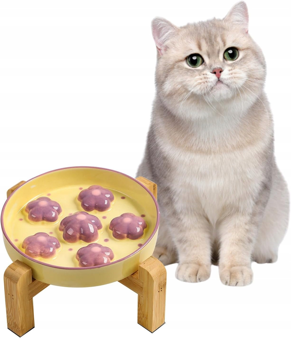 Cat Bowl Elevated Bamboo Anti-Slip Stand