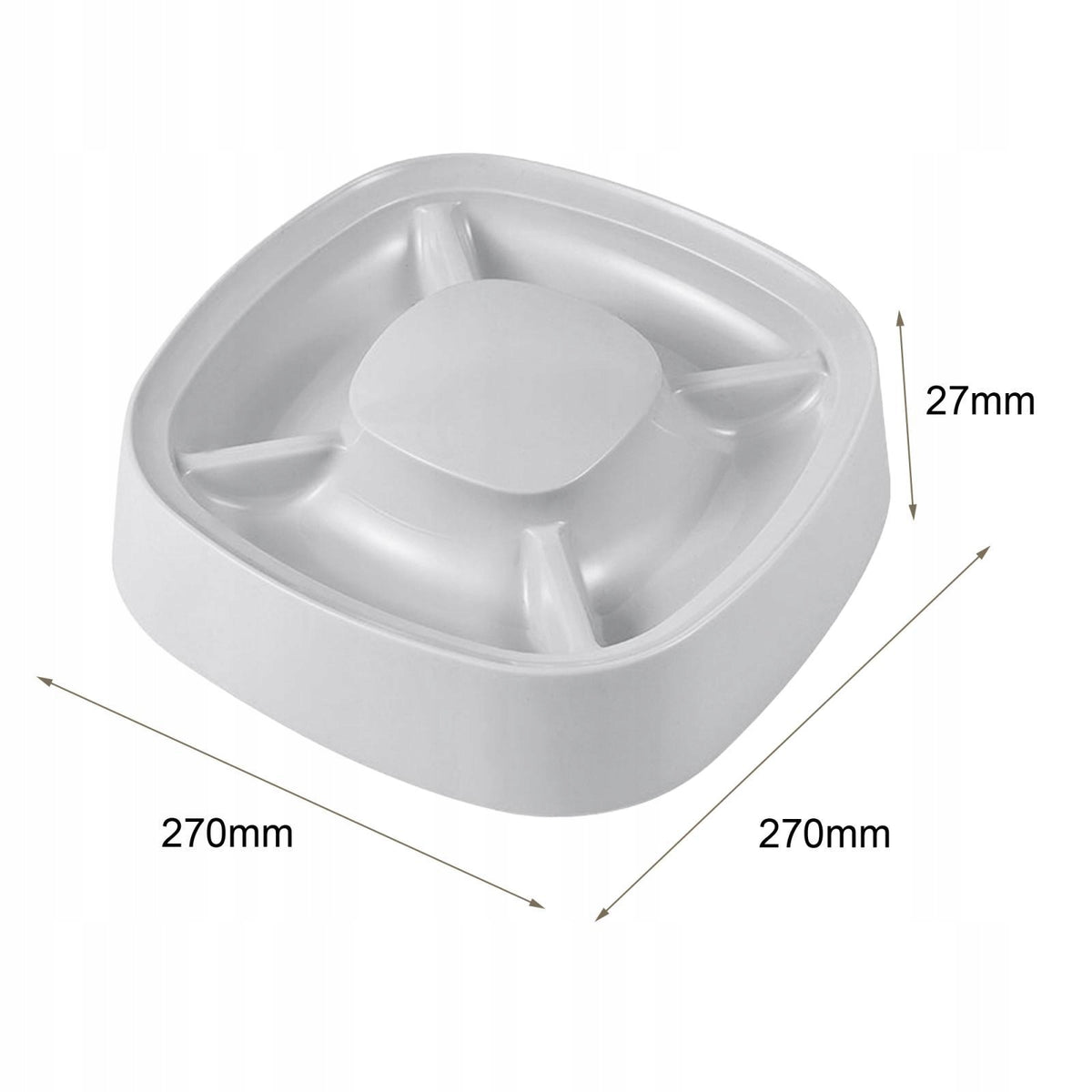 Cat Bowl Pet Dishes Tray 4 Compartment Grid Anti Skid Base Space Grey Packaging status original