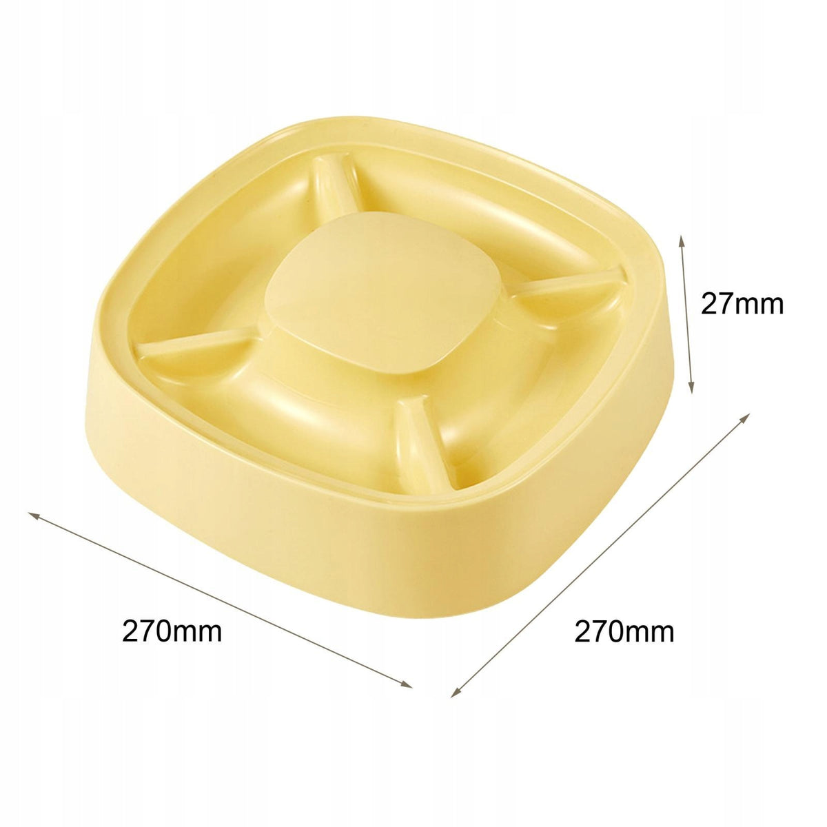 Cat Bowl Pet Dishes Tray 4 Compartment Grid Anti Skid Base Space Yellow Packaging status original