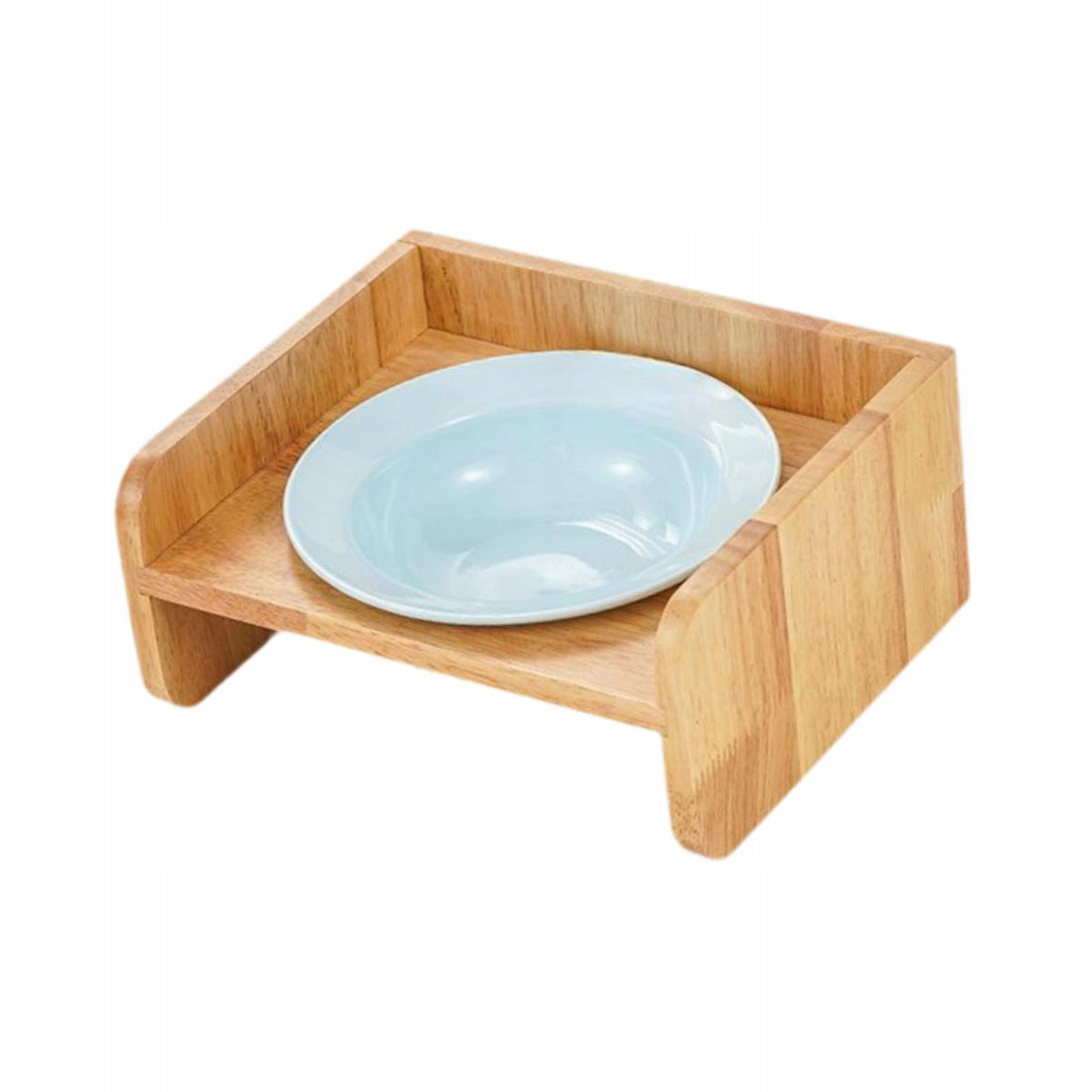 Cat Bowl Wood Stand Snack Container Easy Clean Cat Food Dish Removable Blue