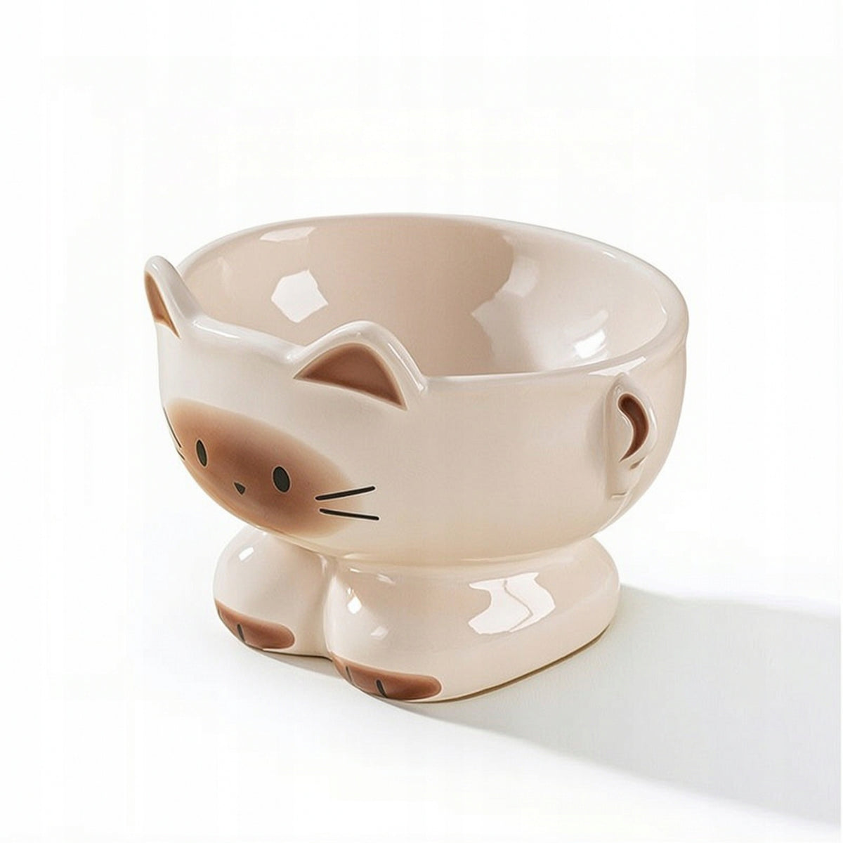 Cat Bowl with Pedestal Glossy Ceramic Cat Bowl Compact for Cats, Small Dogs