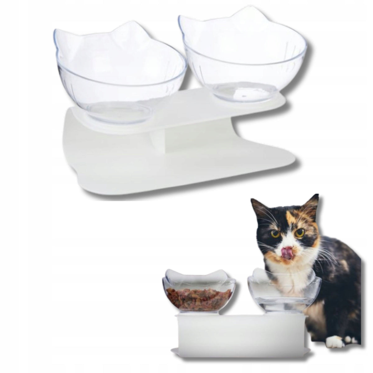 Cat Bowls With Stand 500ml 2 Pcs Raised Cups With Stand