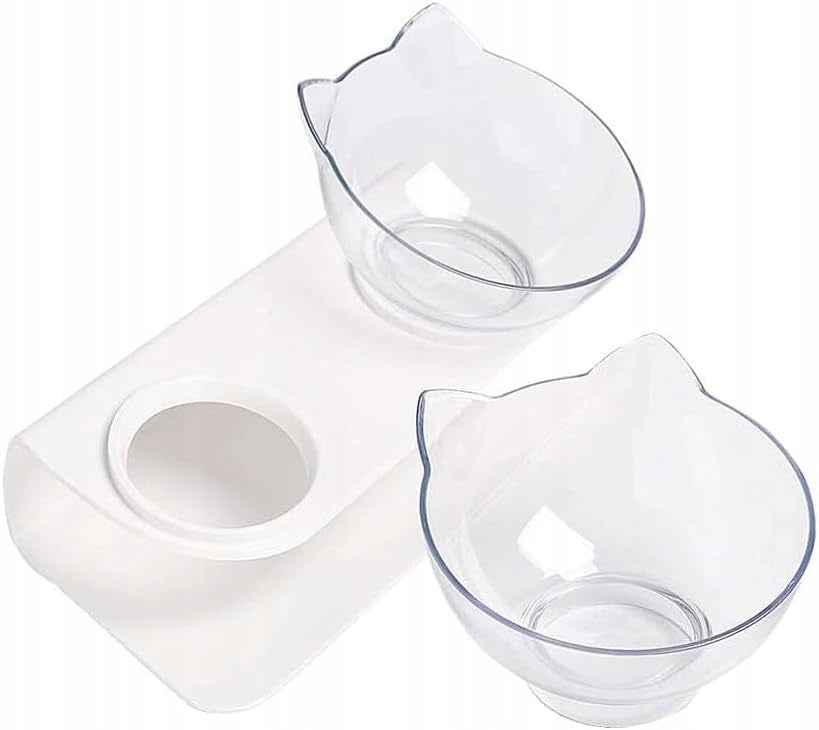 Cat Bowls for Food and Water Elevated Inclined Set