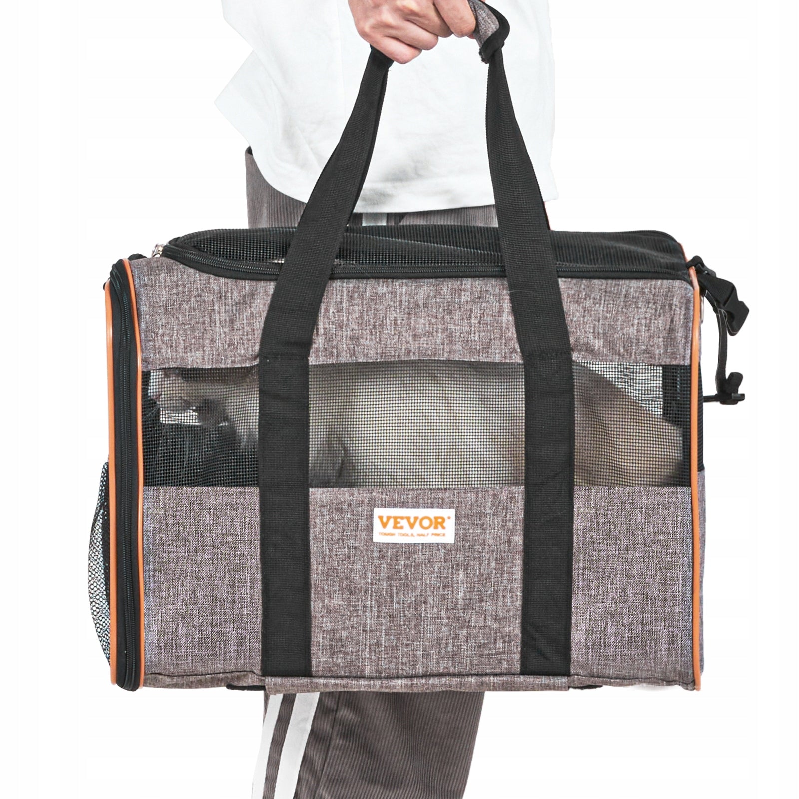 Cat Carrier with Wheels Airline Approved 22 lbs Grey with Folding Bowl Kind carrier