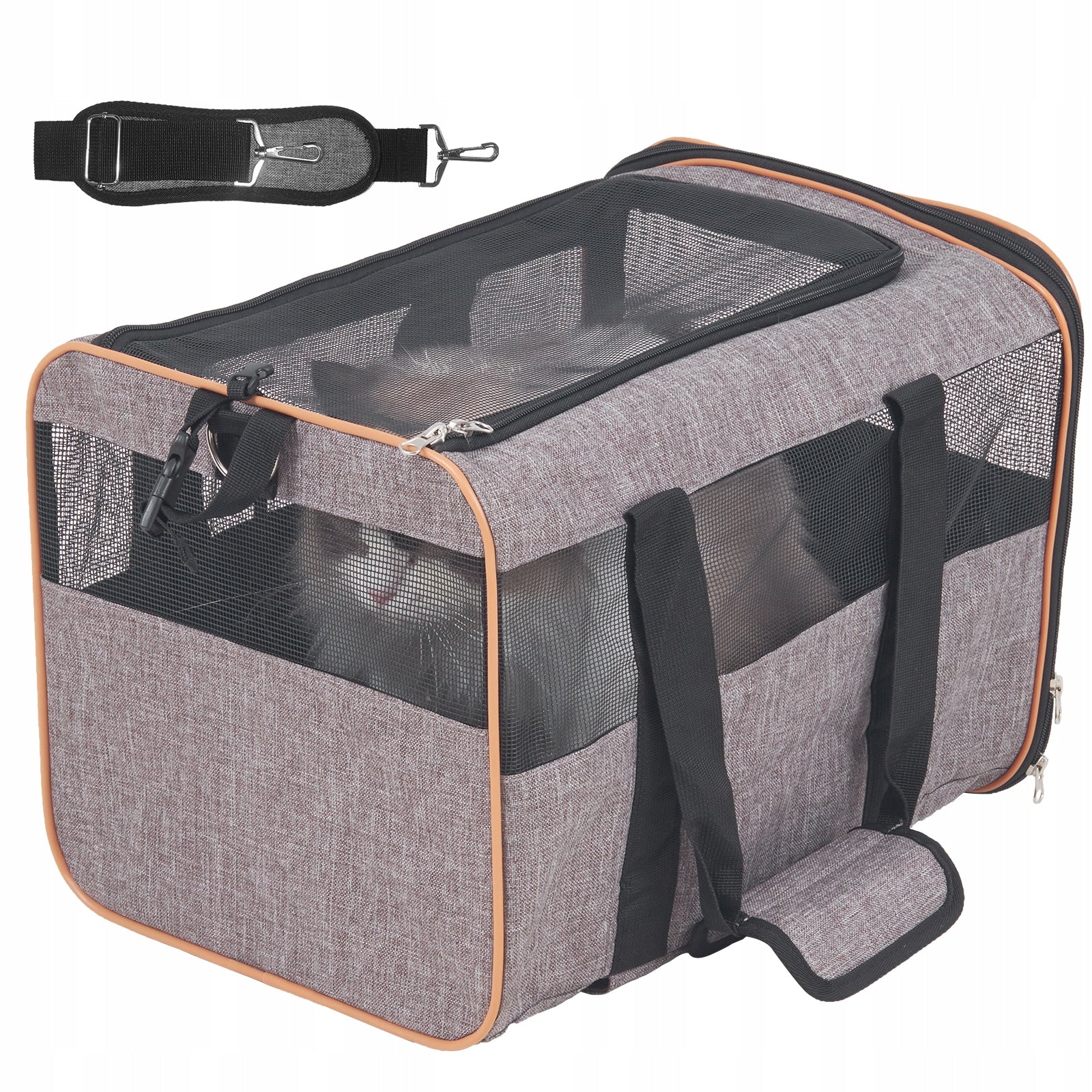 Cat Carrier with Wheels Airline Approved 22 lbs Grey with Folding Bowl Manufacturer code CWLGXHS22LBSAC