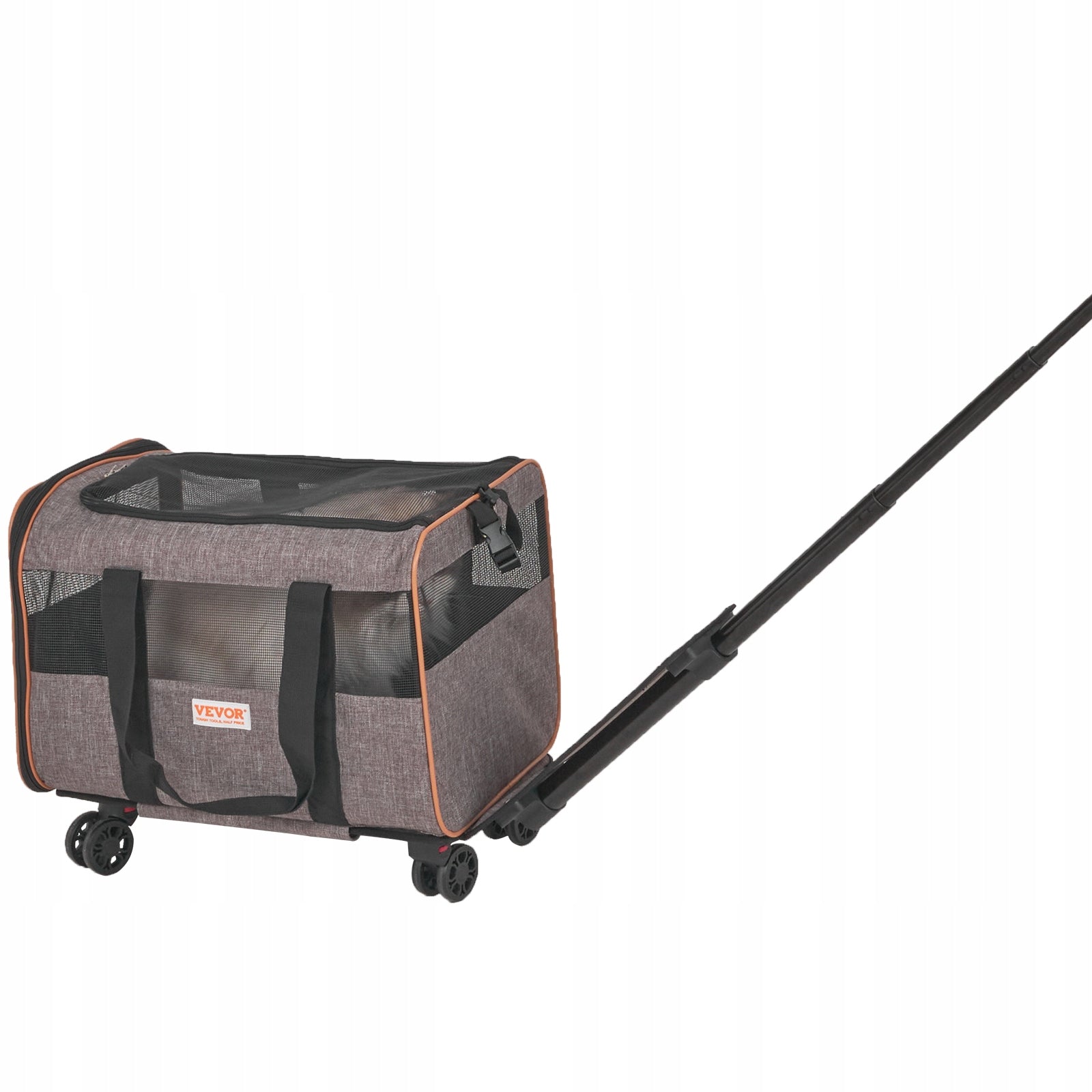 Cat Carrier with Wheels Airline Approved 22 lbs Grey with Folding Bowl Trade name pudełko na wózek dla zwierząt