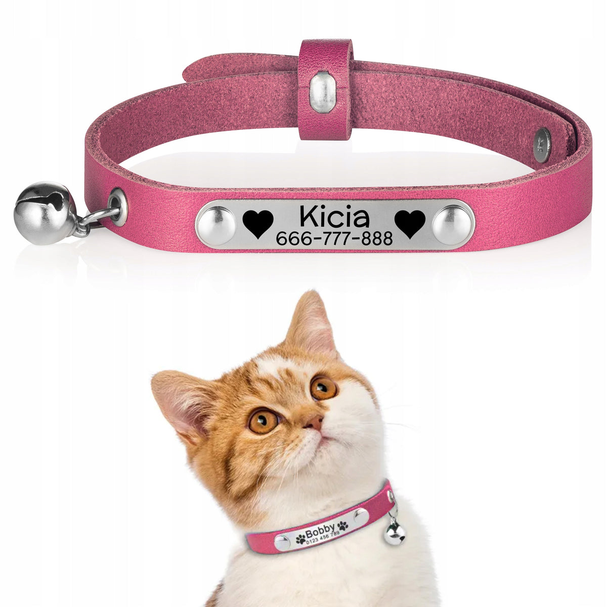 Cat Collar Leather Tinker Bell with ENGRAVING P1
