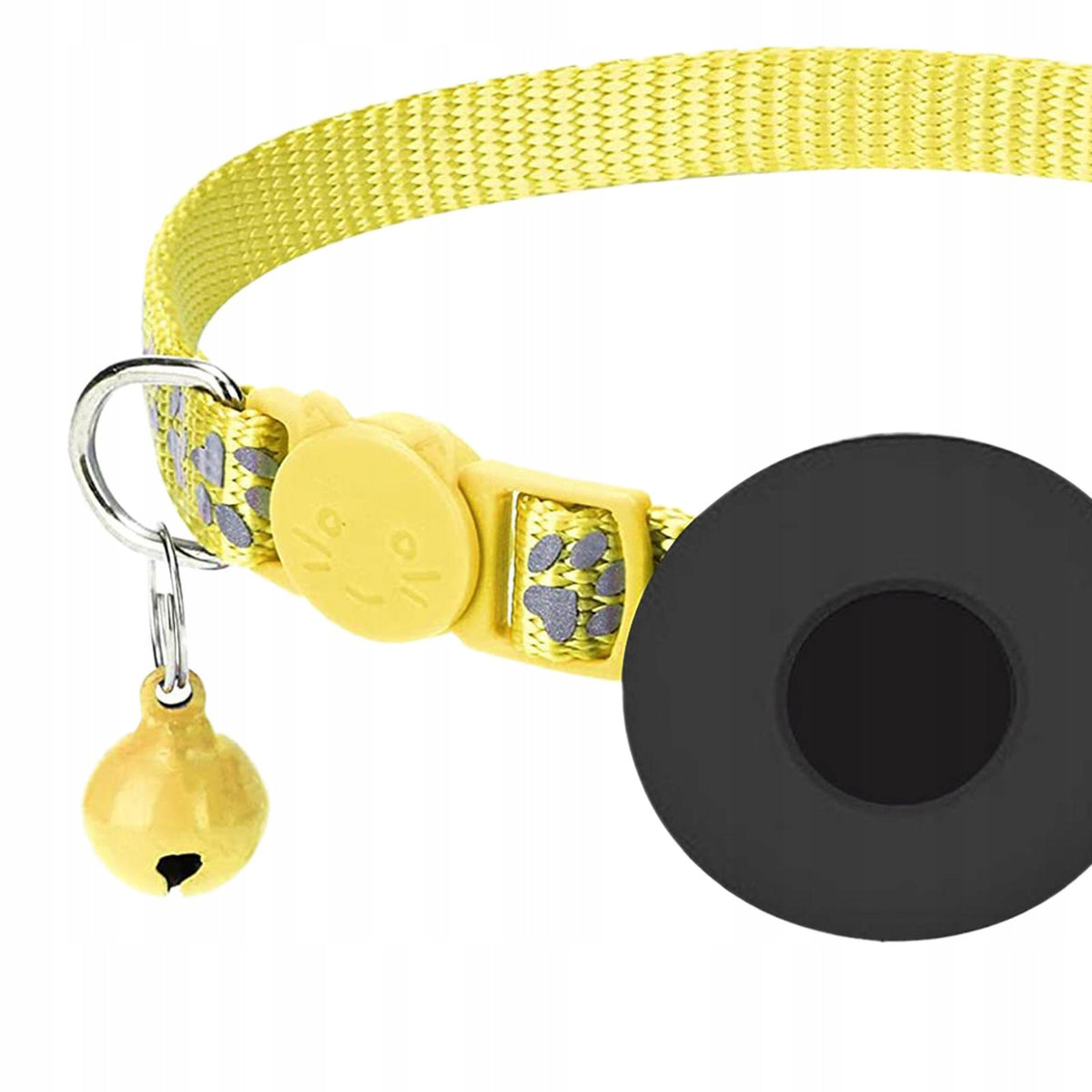 Cat Collar Reflective Safety Buckle with Waterproof Tracker Holder Yellow Packaging status original