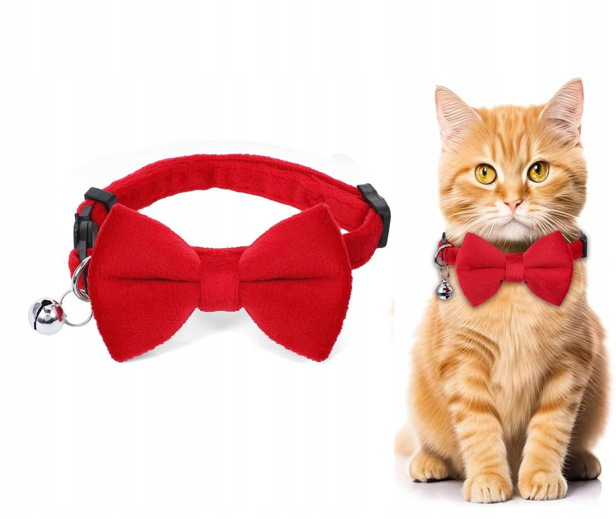 Cat Collar With Bow Tinker Bell Safe Suede Red
