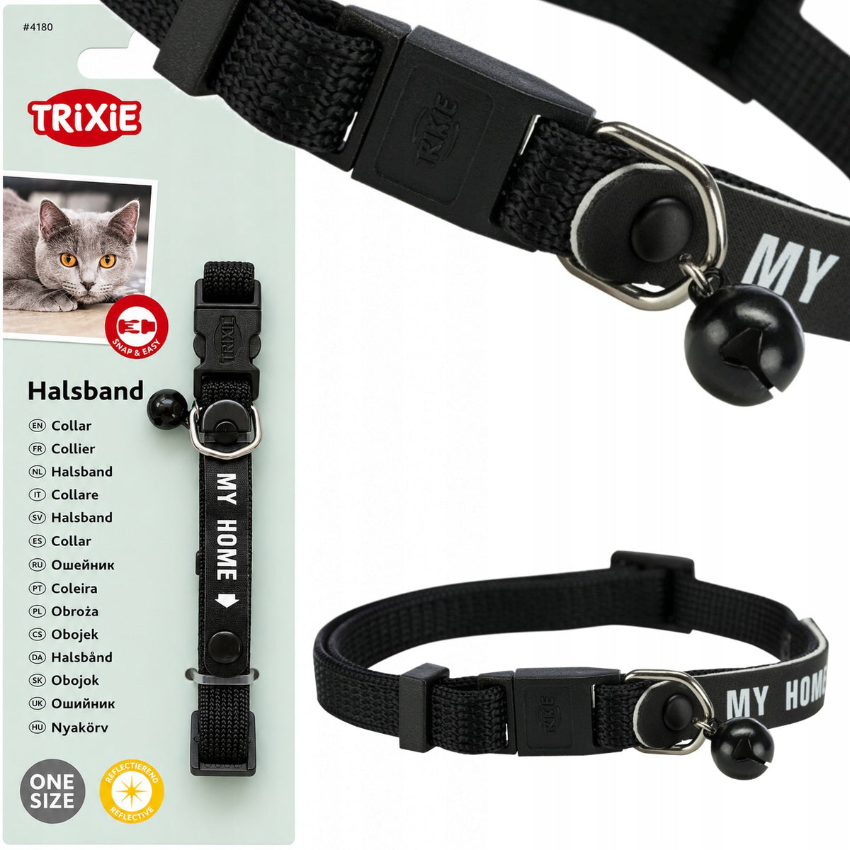 Cat Collar with Address Card and Tinker Bell Trixie My Home 20-30cm, Colours