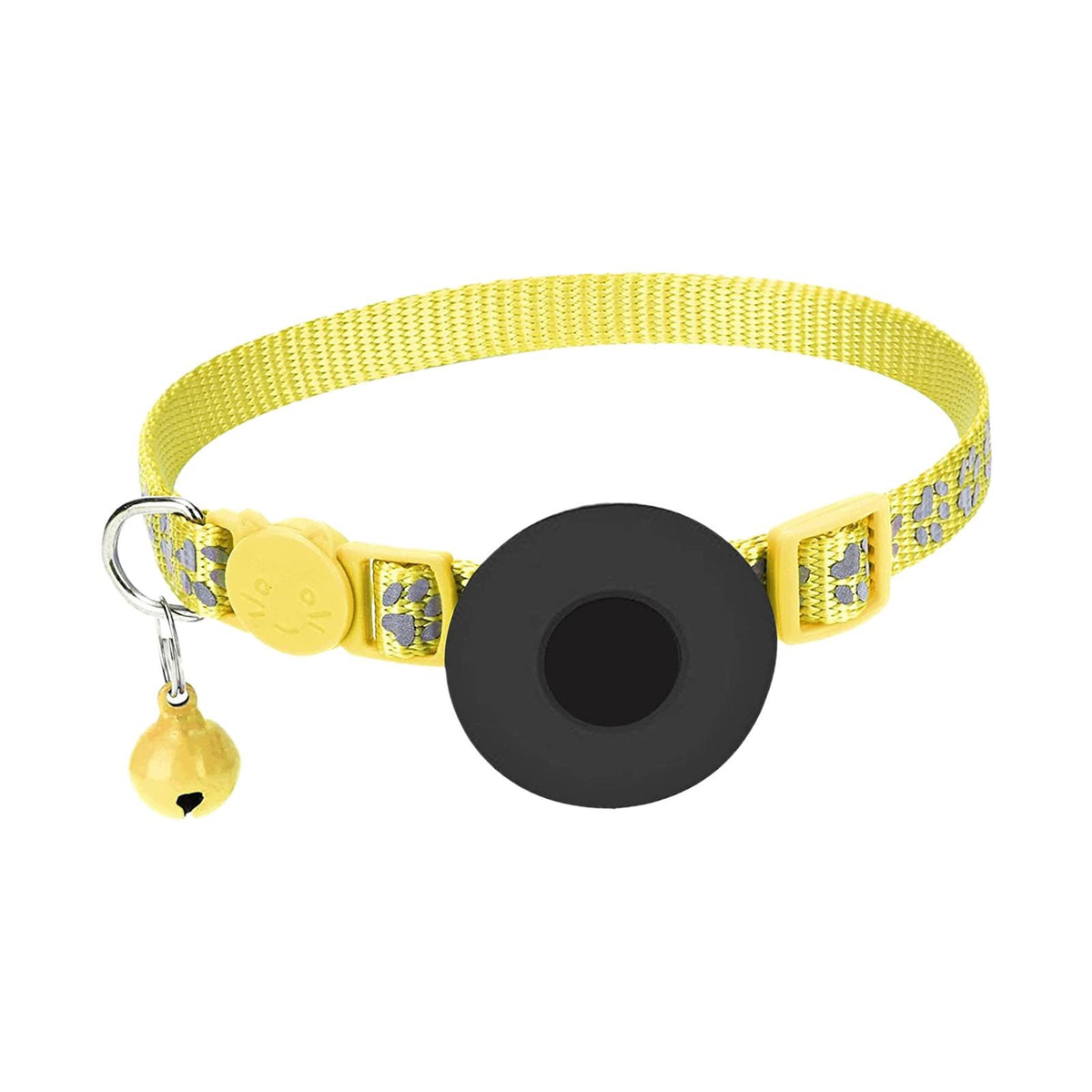 Cat Collar with Bell Nylon Belt with Tag Holder Reflective Yellow