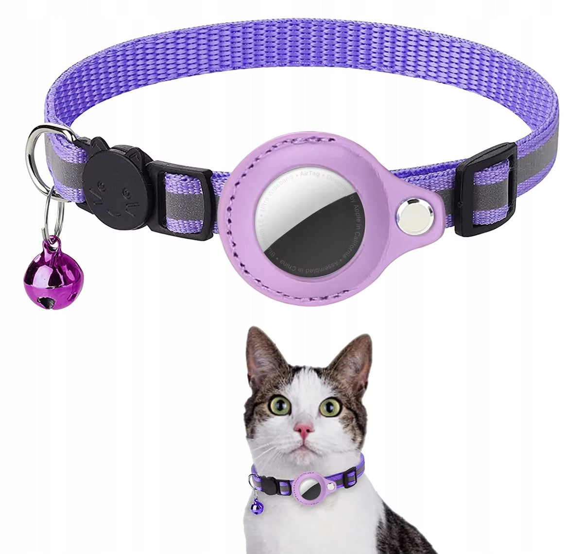Cat Collar with Case for Apple AirTag Reflective Safe | Violet Lily