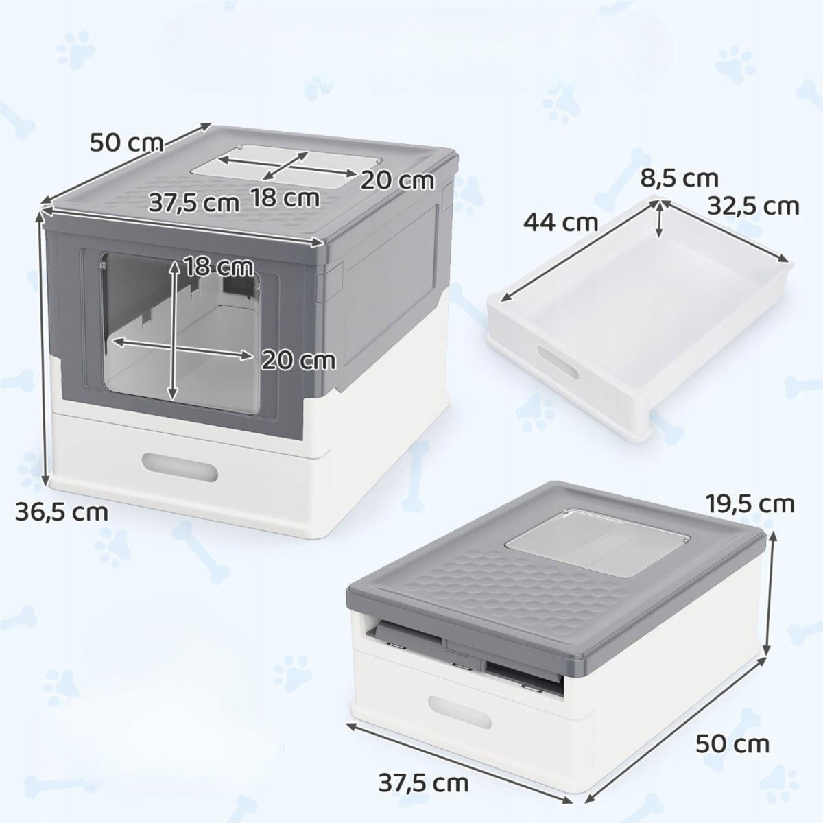 Cat Cuvette Folding Lockable with Lid Drawer Retractable Large Grey Packaging status original