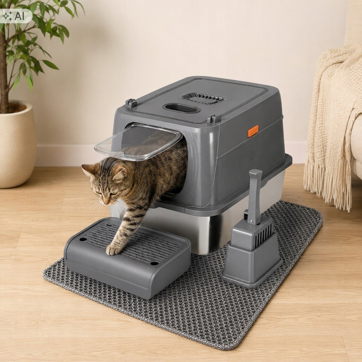 Cat Cuvette Lockable XXL Metal Stainless Steel 61cm Mat Drawer Packaging status original