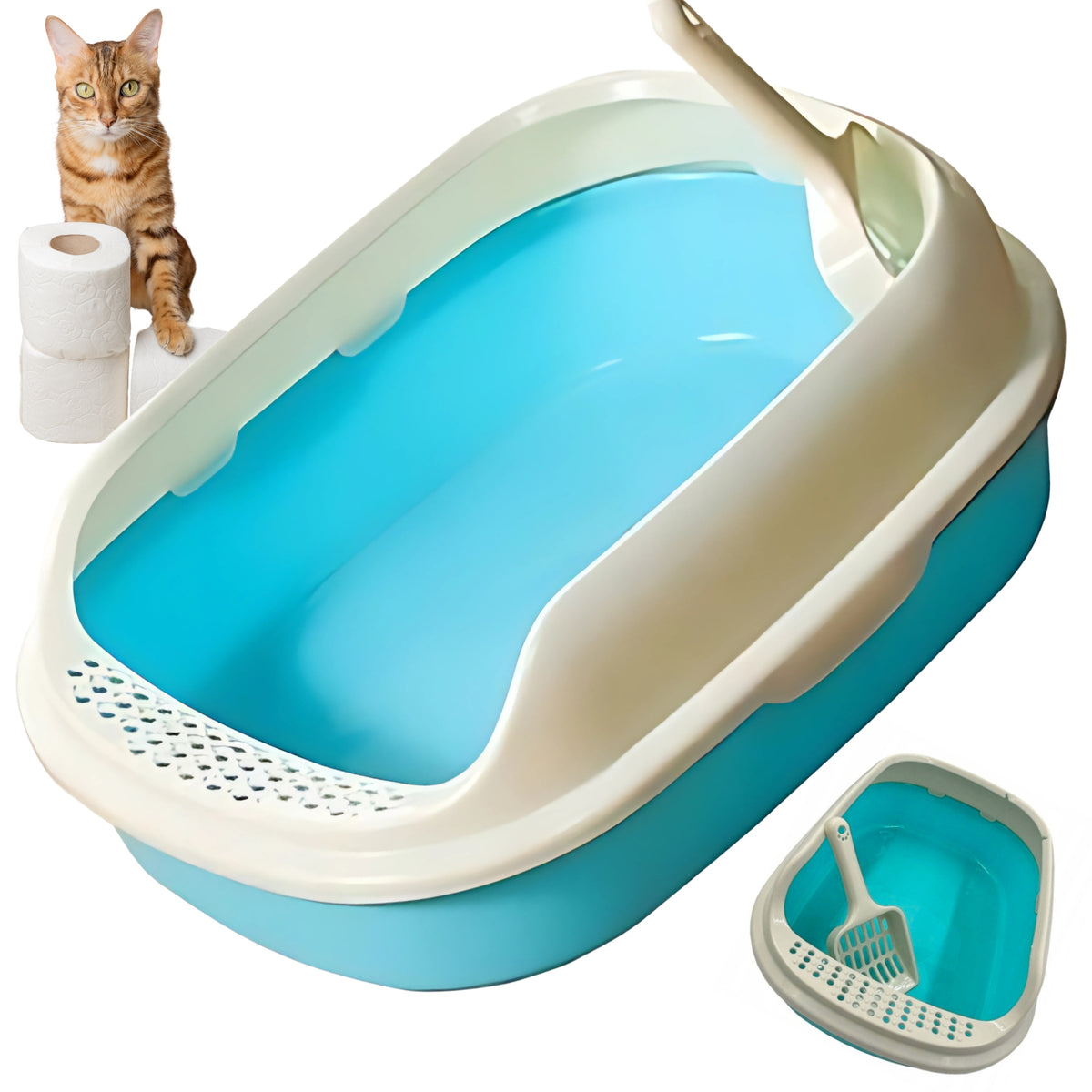 Cat Cuvette Solid Open Toilet for Litter Durable + 2N Spatula