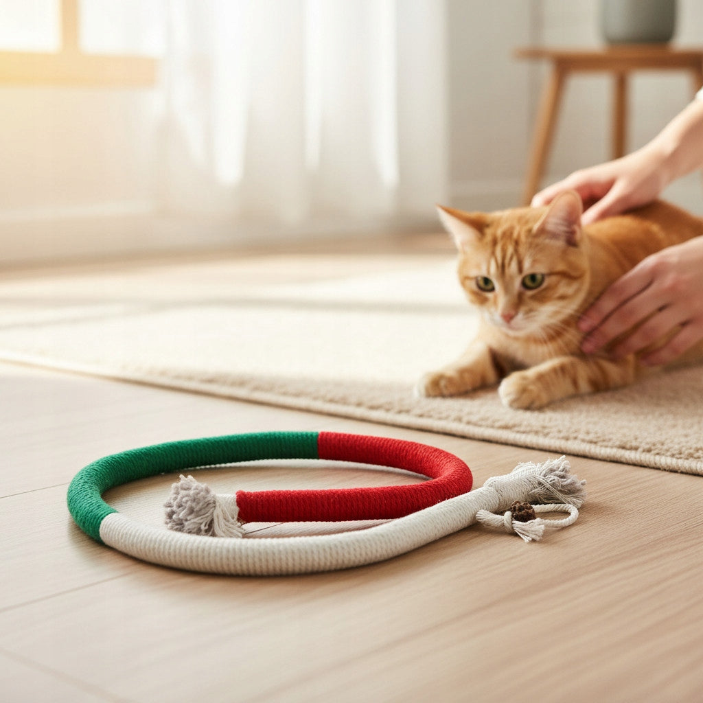 Cat DRAWSTRING Toy with CATNIP 70cm RED GREEN Teether Manufacturer code 17758020663