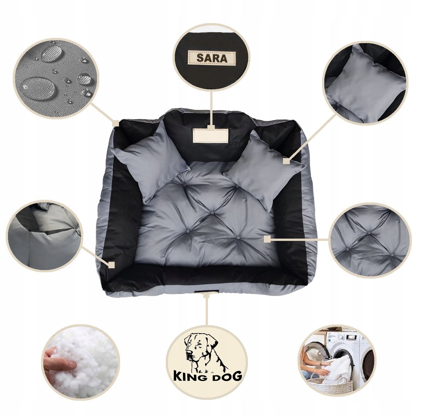 Cat Dog Bed Couch Playpen With Name L 100x75 cm Assorted Colors Brand KingDog