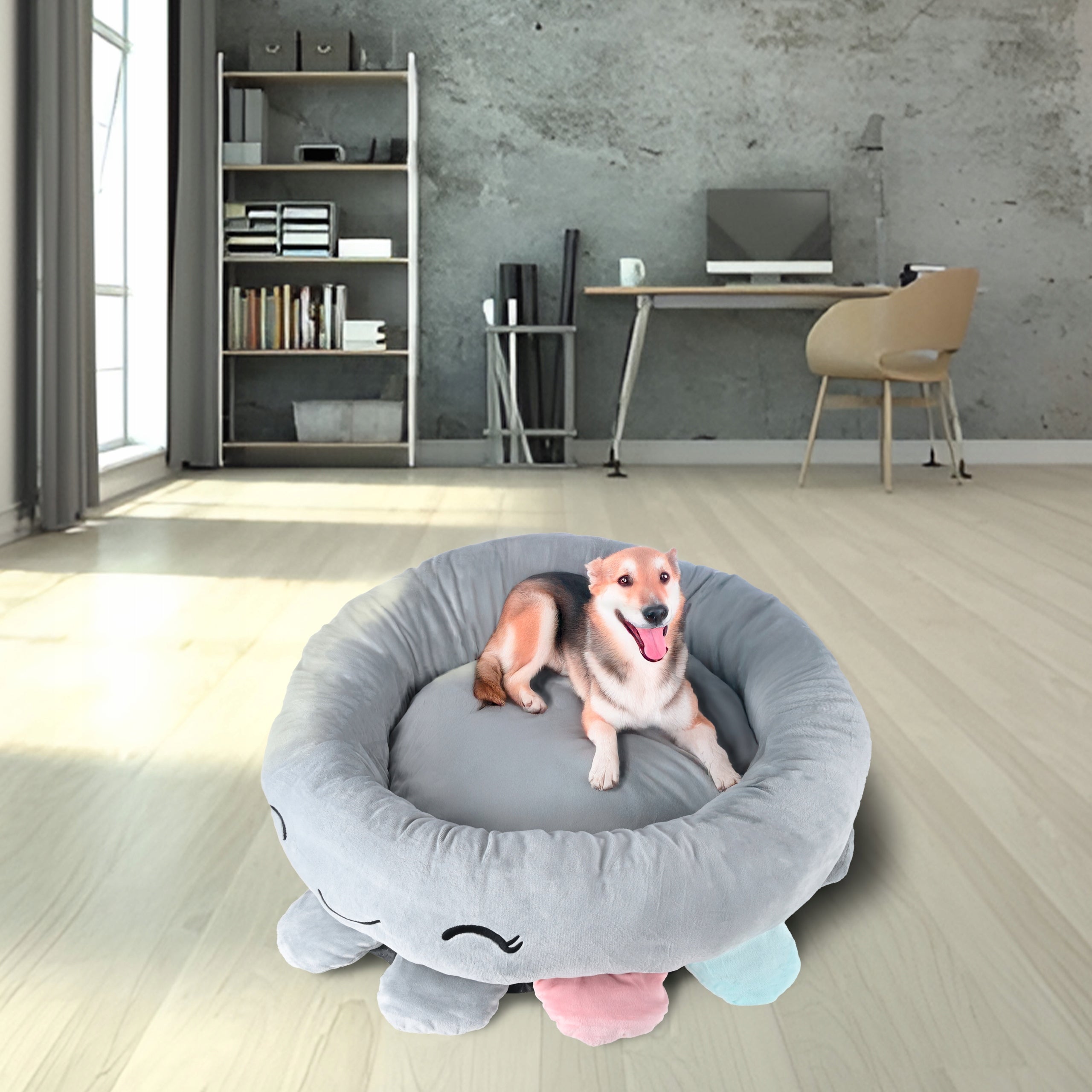 Cat Dog Bed Durable Medusa Playpen 70x70cm Round Grey Product width 70 cm