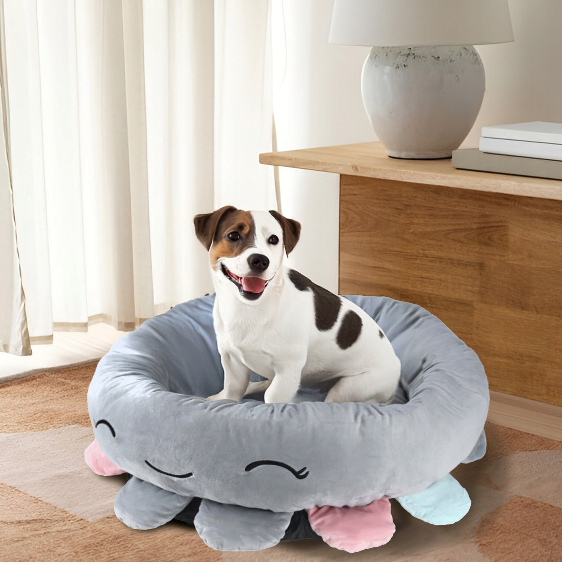 Cat Dog Bed Durable Medusa Playpen 70x70cm Round Grey Trade name Puchate legowisko ZW8F1