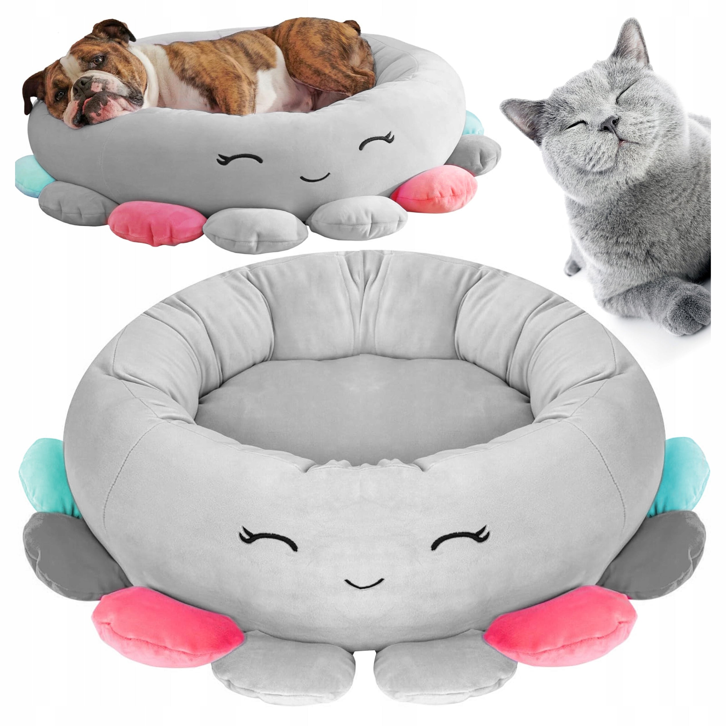 Cat Dog Bed Durable Medusa Playpen 70x70cm Round Grey