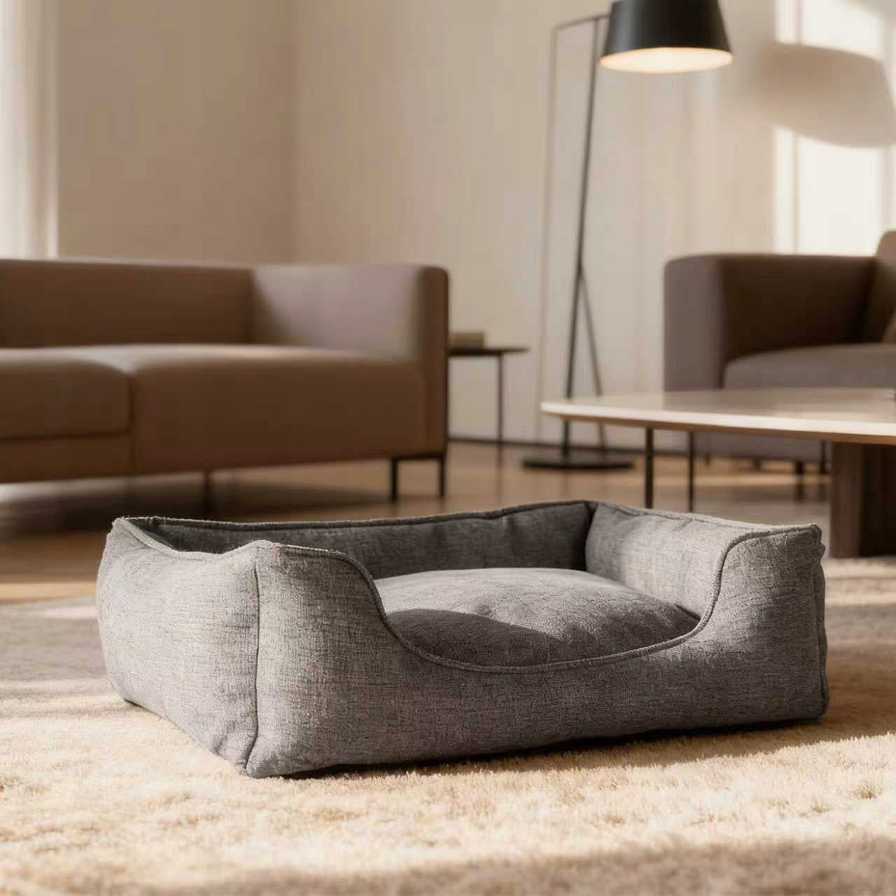 Cat Dog Bed M: 55x45x16, Grey WATERPROOF Length 55 cm