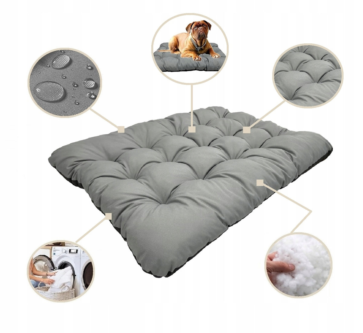 Cat Dog Bed Pillow Bed Waterproof Large Grey 100x70 cm Manufacturer code PODPRES100/70SZ
