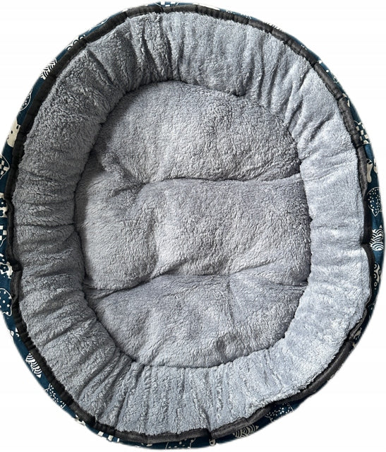 Cat Dog Bed Plush Material Grey Pillow Mattress 60x48cm L Color gray