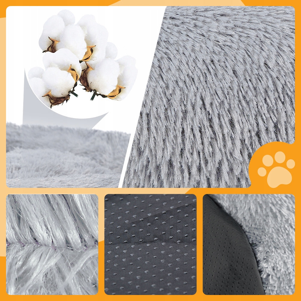 Cat Dog Bed Plush Round Grey Pillow Mattress 60x60cm L Packaging status original