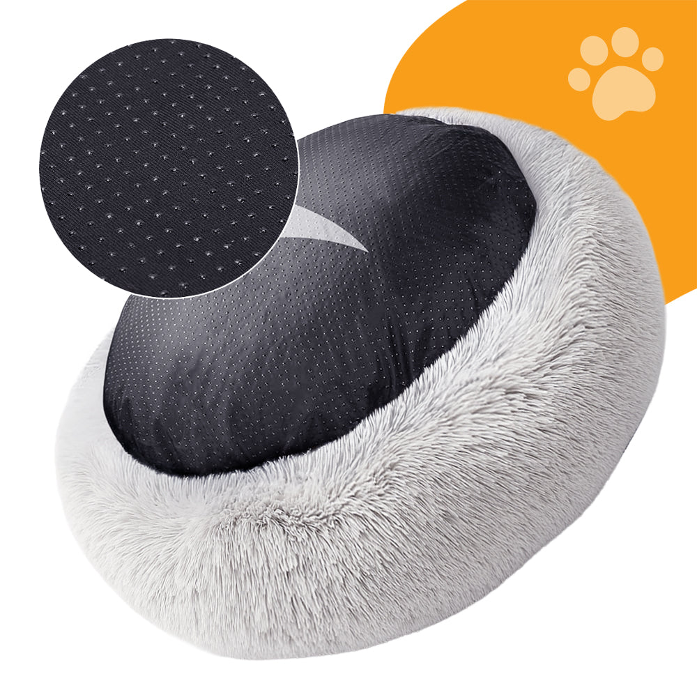 Cat Dog Bed Plush Round Grey Pillow Mattress 60x60cm L Product width 60 cm