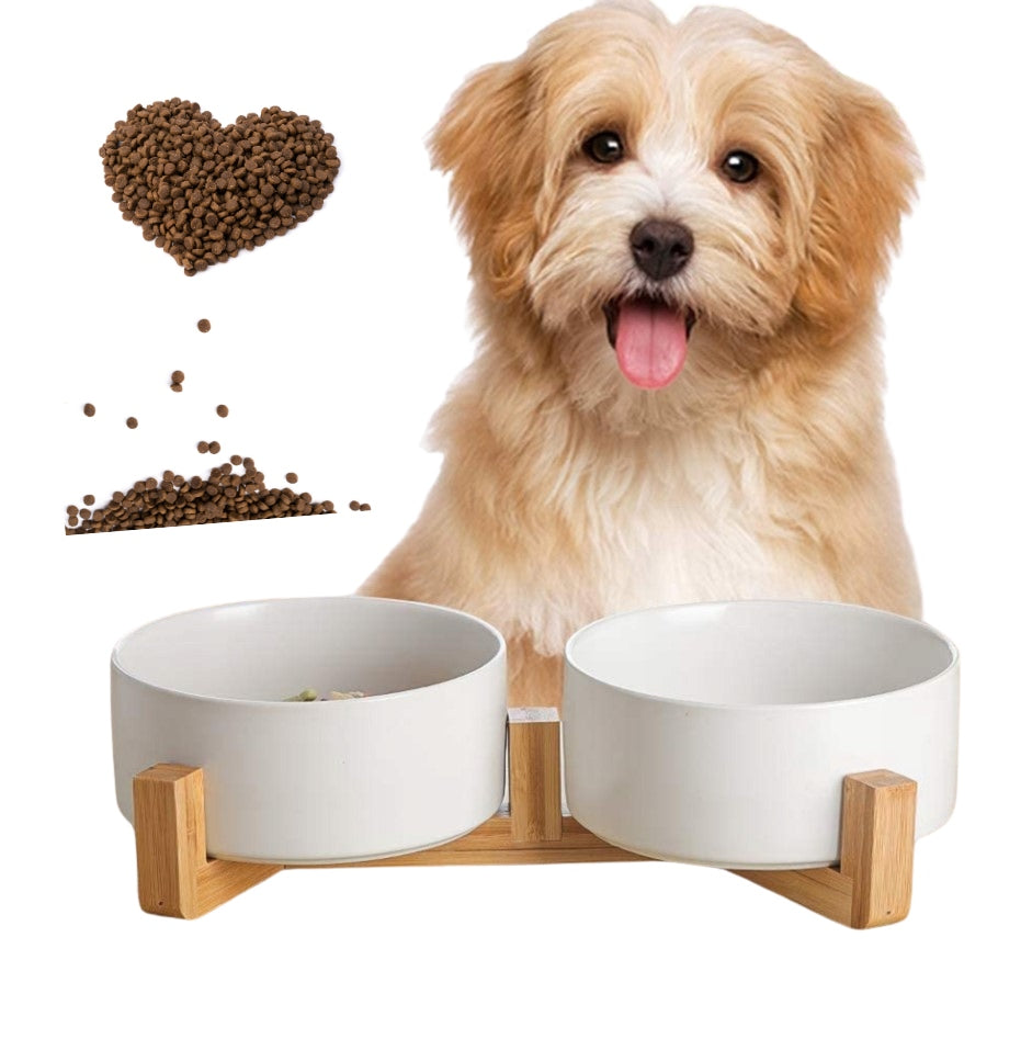 Cat Dog Bowl Double CERAMIC M 400ml 54 WHITE MODERN