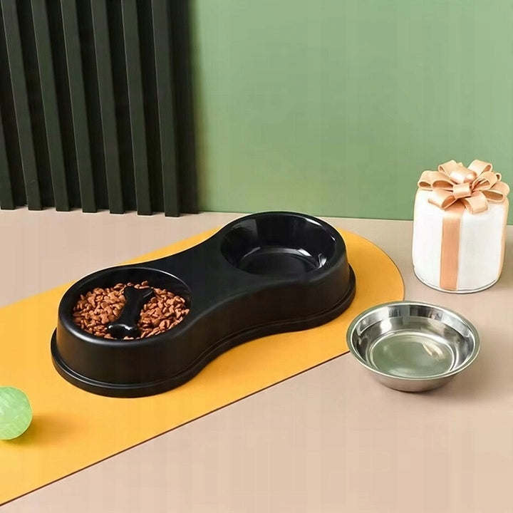 Cat Dog Bowl Double Metal Bowls Black EAN (GTIN) 5906022611598