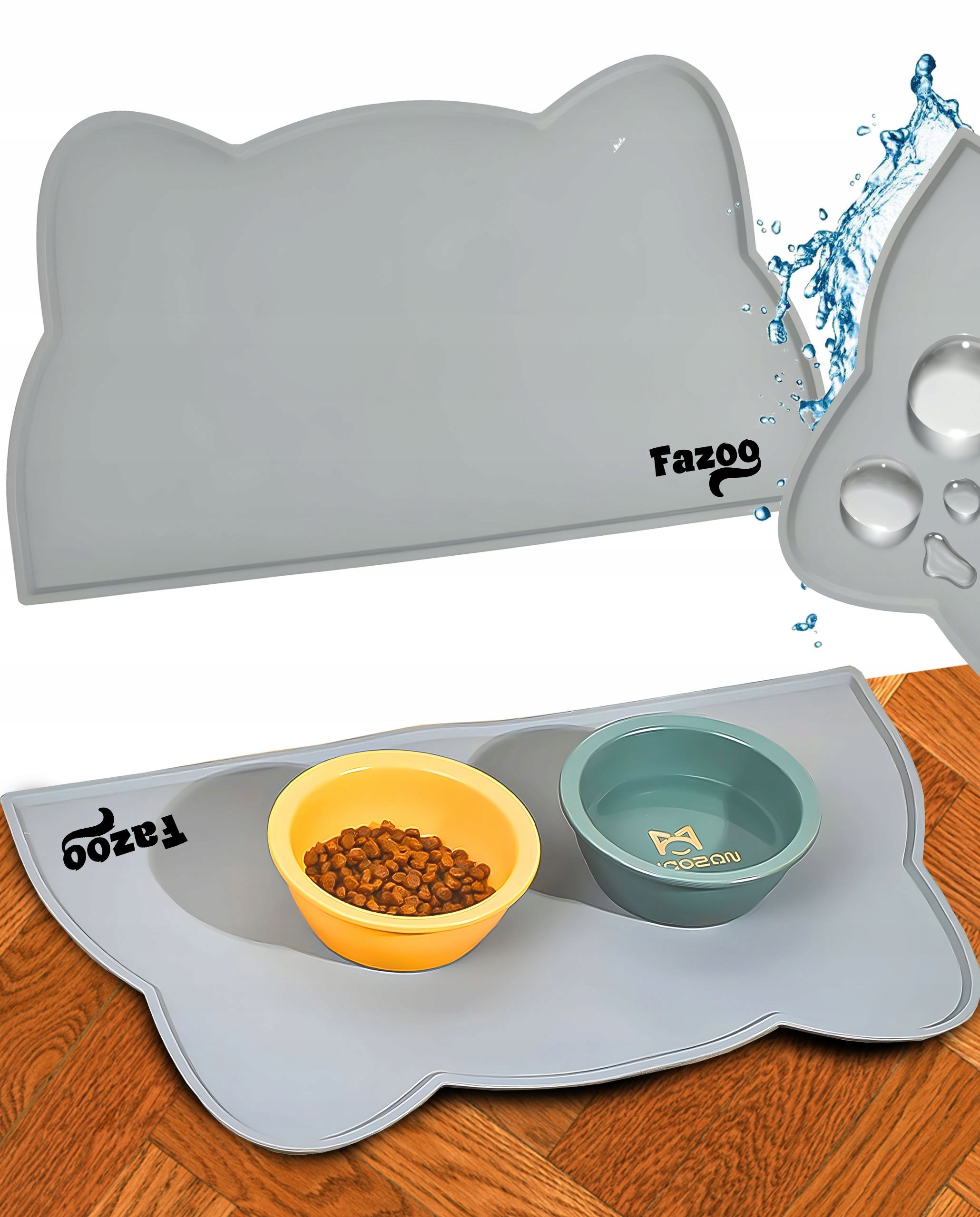 Cat Dog Bowl Mat Pad Waterproof Non-Slip with Ears Packaging status original