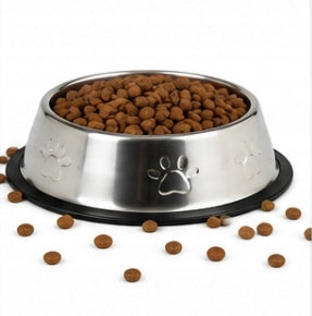 Cat Dog Bowl Steel Non-Slip 0,5 Cm With Rubber 15 Cm Diameter Color silver