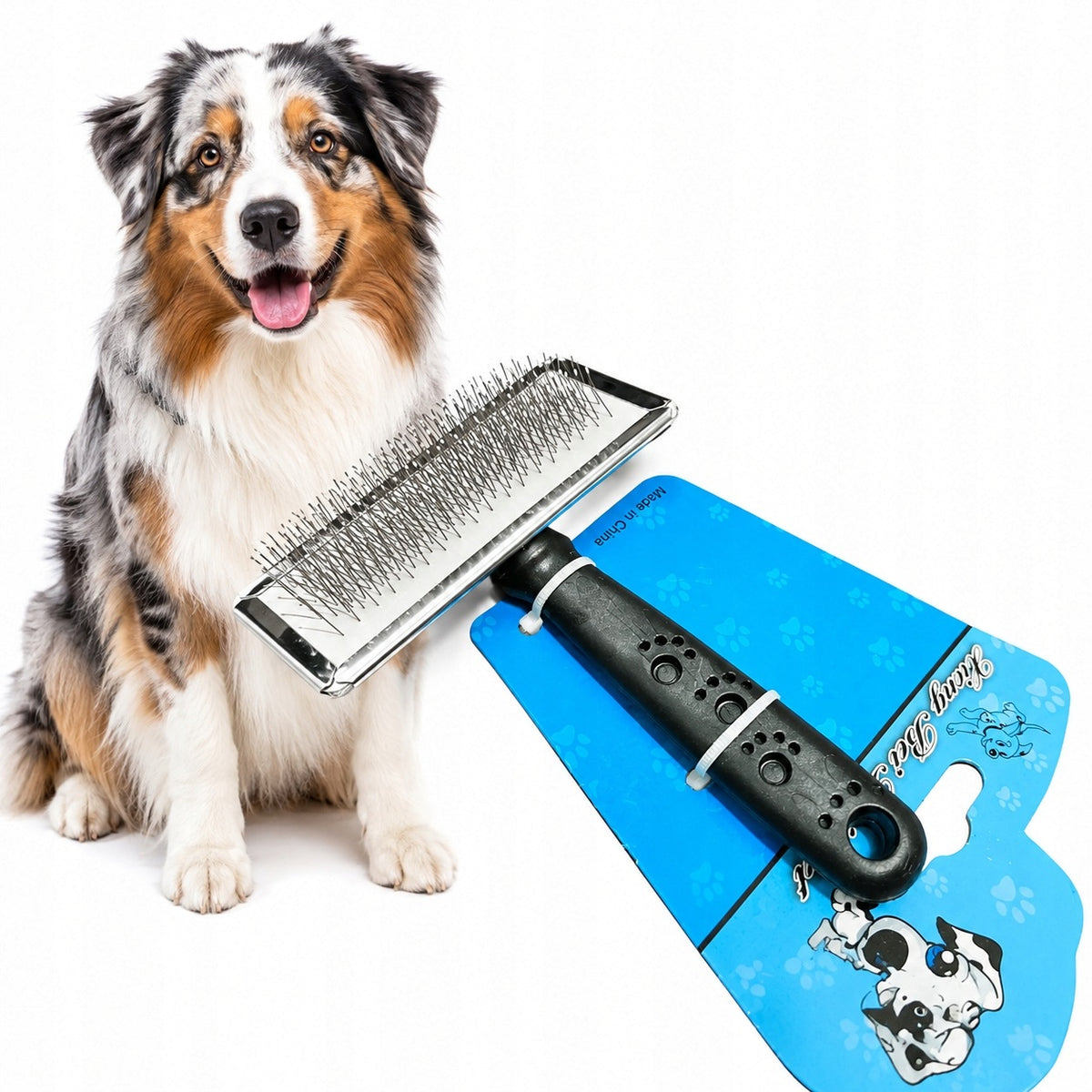 Cat Dog Brush for Combing Hair Metal Teeth Black